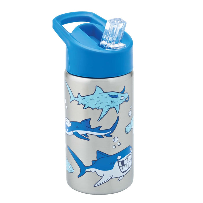 Smash Stainless Steel Drink Bottle with Flip Top Lid and Straw - Shark 500ml