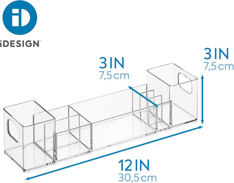 Idesign Bpa-Free Plastic Divided MakEUp Palette Cosmetic Organizer, The Clarity Collection – 9.25" X 3.86" X 3.2", Clear