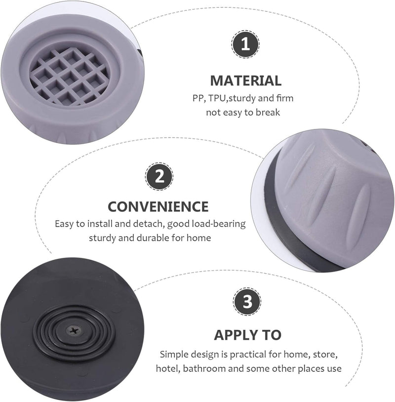 OSALADI 4pcs Washing Machine Foot Pad, Anti Vibration Pads Noise Reduction Washing Machine Feet Non Slip Grip Feet Pad for Washer Dryer
