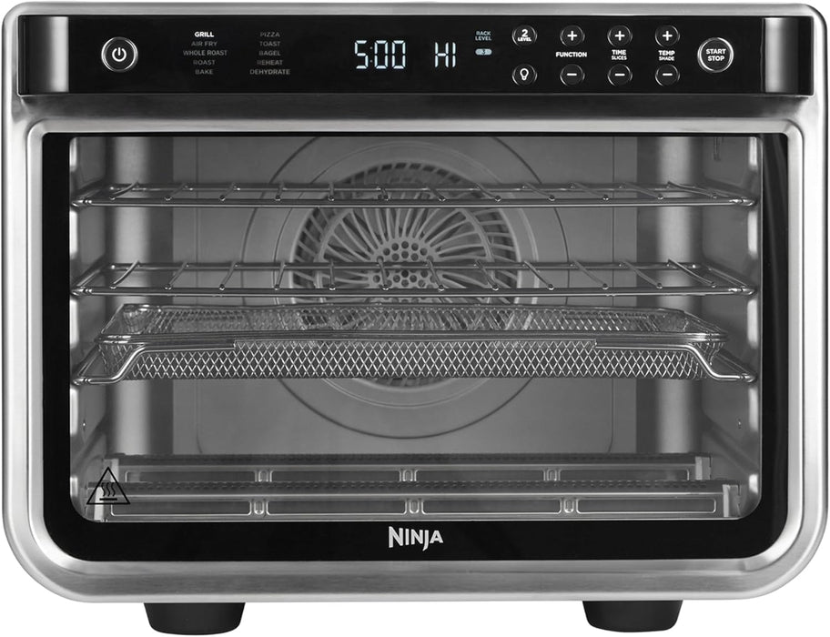 Ninja Foodi 10-in-1 Multifunction Oven, Fast Mini Oven, Countertop Oven, 10 Cooking Functions, Air Fry, Pizza, Grill, Roast, Bake, Toast, Bagel & more, Make Family-Size Meals, Silver/Black DT200ME