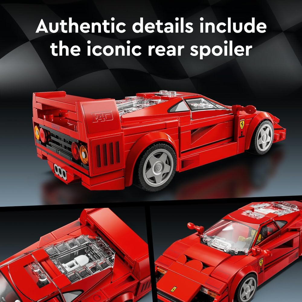 Speed Champions Ferrari F40 Supercar Buildable Vehicle, Toy Model Car for 9 Plus Year Old Boys and Girls, with Driver Minifigure, Kids' Bedroom Decoration, Gift Idea 76934