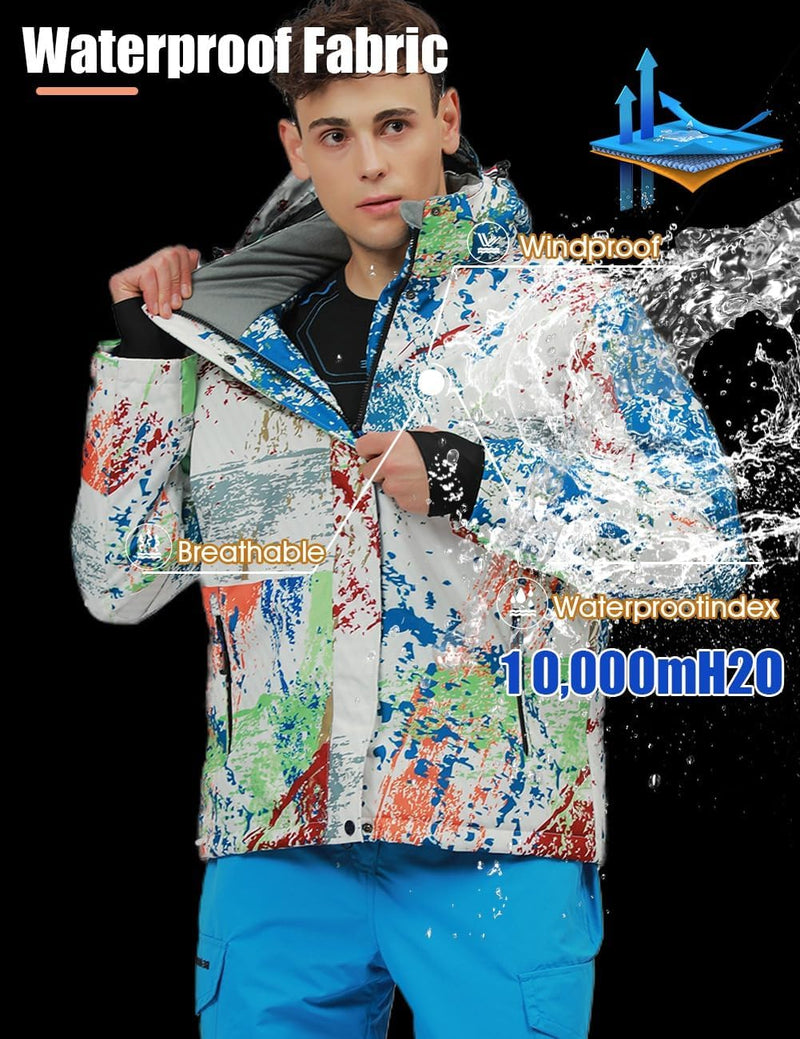 HOTIAN Men's Ski Jacket and Pants Set Snowboard Suit Waterproof SOutdoor Winter Snow Jackets Windproof Mountain Snowsuit