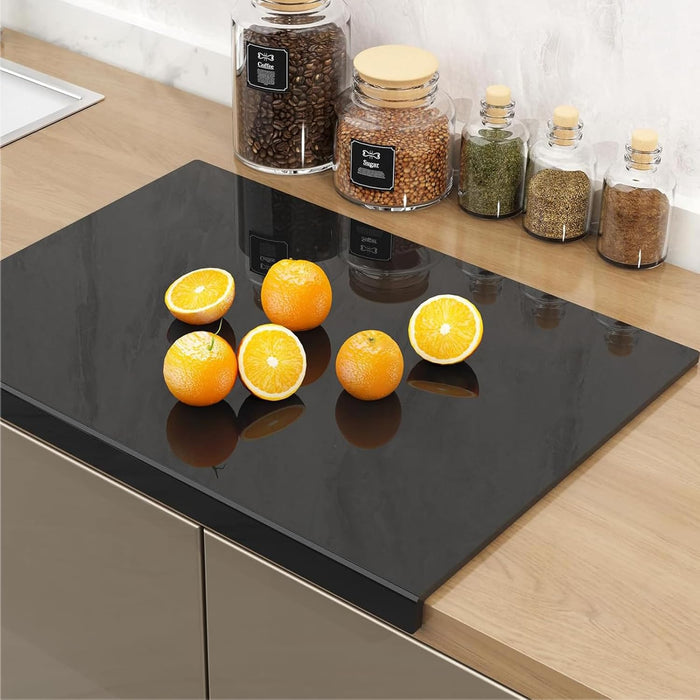 U-HOOME Acrylic Cutting Boards for Kitchen,Countertop Cutting Board with Lip,Large Anti-Slip Acrylic Chopping Board for Countertop Protector,Chopping Board for Home Restauran (black(60 * 45 * 0.5cm))