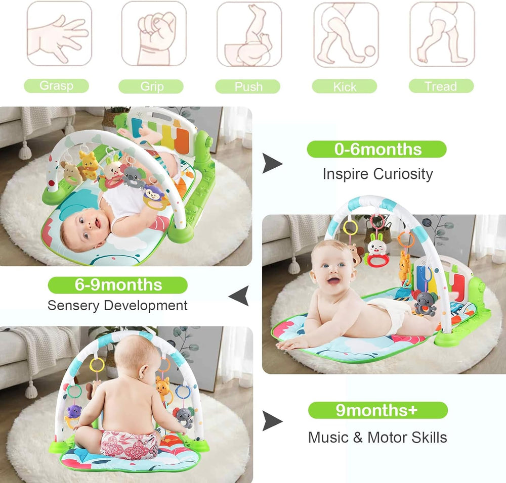 SKY-TOUCH Play Mats for Baby Gyms, Kick and Play Piano Gym Mats, Detachable Tummy Time Mat with Music and Lights, Musical Electronic Learning Toys, Activity Center for Babies and Toddlers