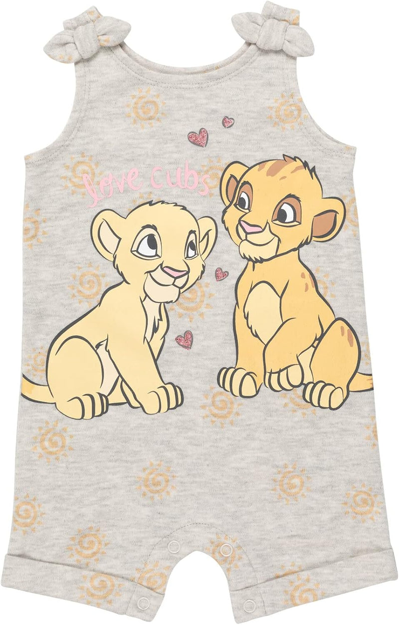 Disney Lion King Simba Baby Girls Sleeveless Romper & Headband White 24 Months