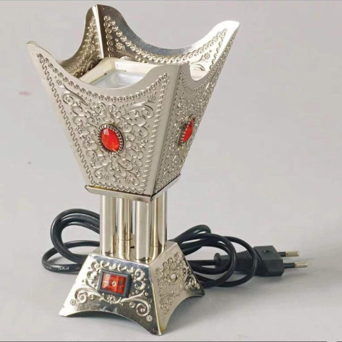 Electric Bakhoor Burner,Oud Frankincense Resin Burner,Electric Incense Burner for Diwali Gift,Silver