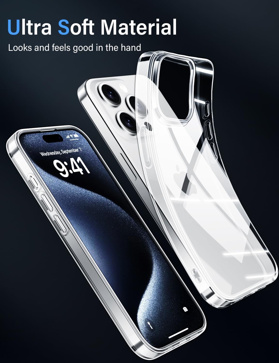 X-level Compatible with iPhone 15 Pro Case Clear Thin Soft TPU Slim Fit Mobile Phone Cover Anti-Slip Grip Scratch Resistant Phone Cases for iPhone 15 Pro – image 7
