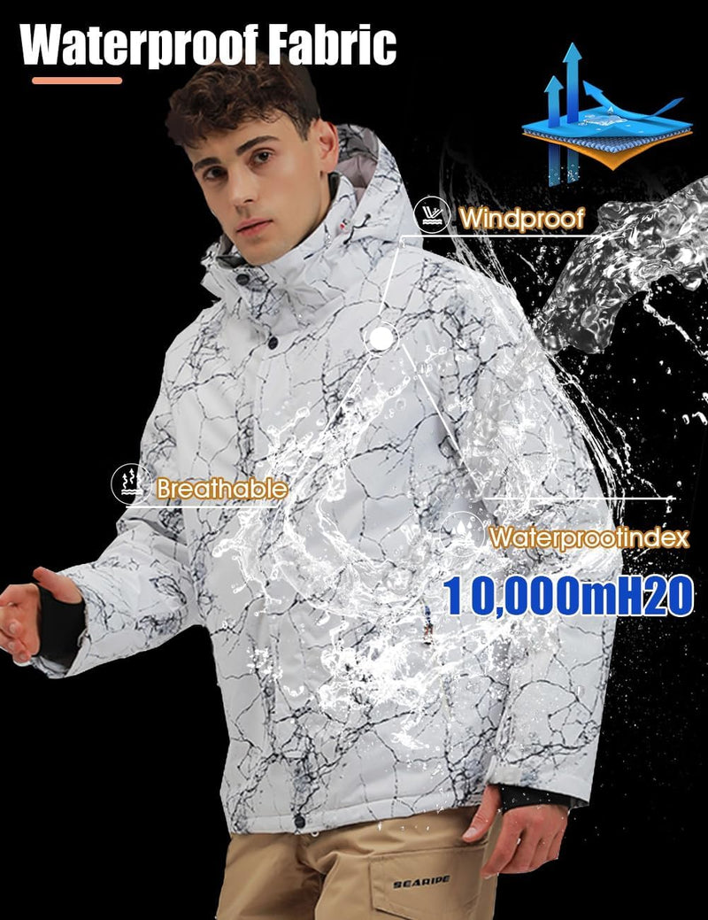 HOTIAN Men's Ski Jacket and Pants Set Snowboard Suit Waterproof SOutdoor Winter Snow Jackets Windproof Mountain Snowsuit