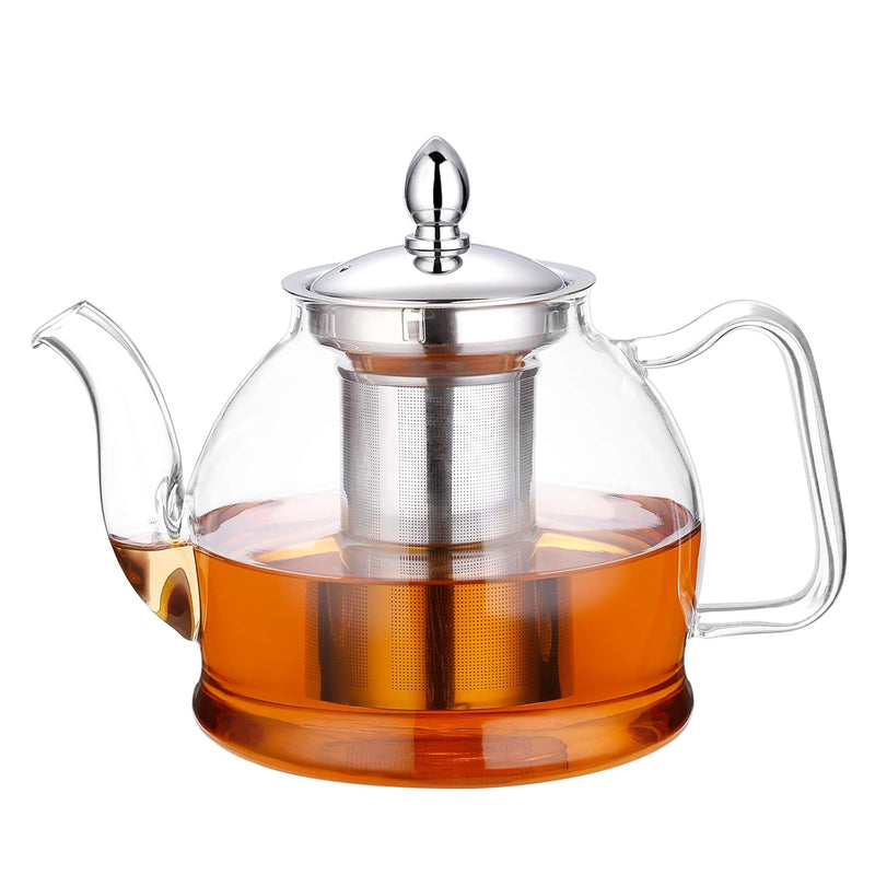 Hiware Glass Teapot with Removable Infuser 1000ml Stovetop Tea Maker and Tea Maker