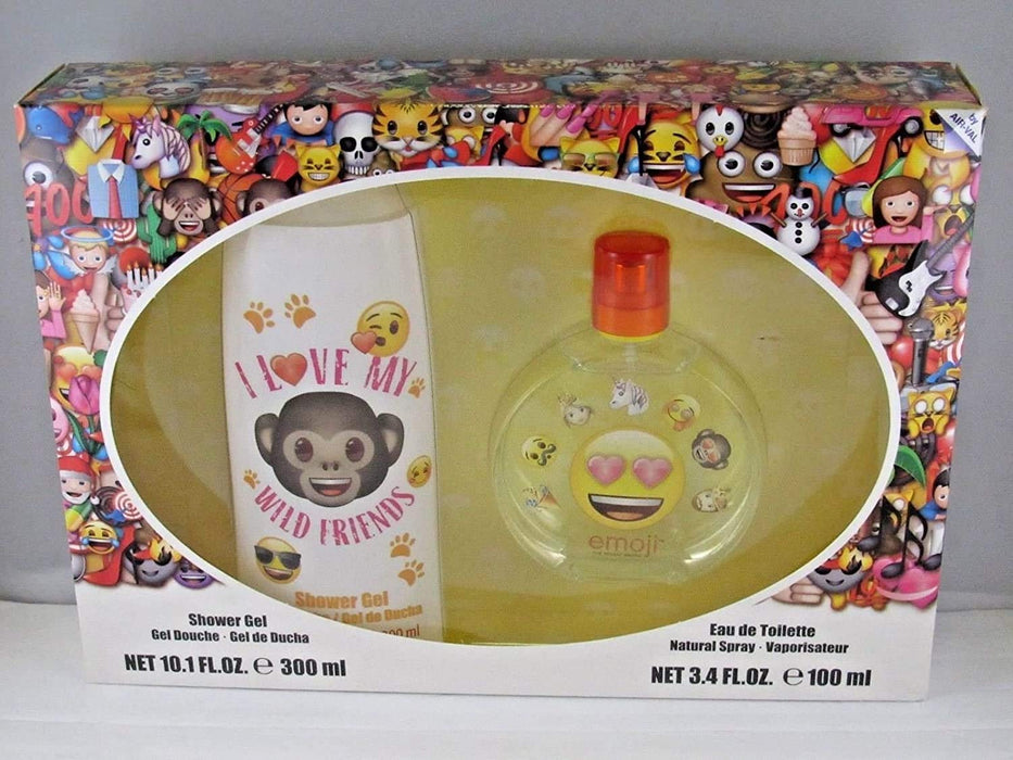 I Love My Wild Friends by Emoji for Kids - 2 Pc Gift Set 3.4oz EDT Spray, 10.1oz Shower Gel