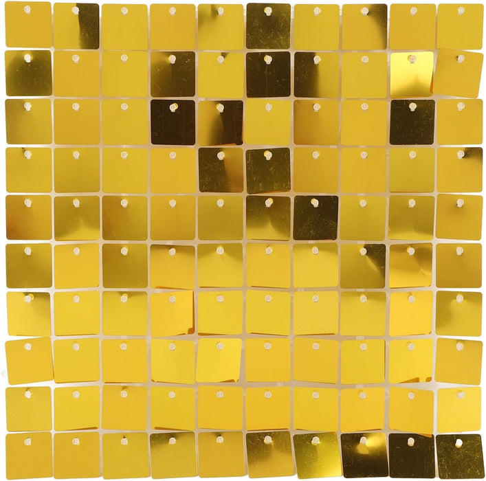 Shimmer Wall Backdrop, 8PCS Foursquare Sequin Wall Panel Reusable Glitter Backdrop Panel, Sequin Wall Panel for Birthdays, Wedding, Anniversary, Graduation (Gold)