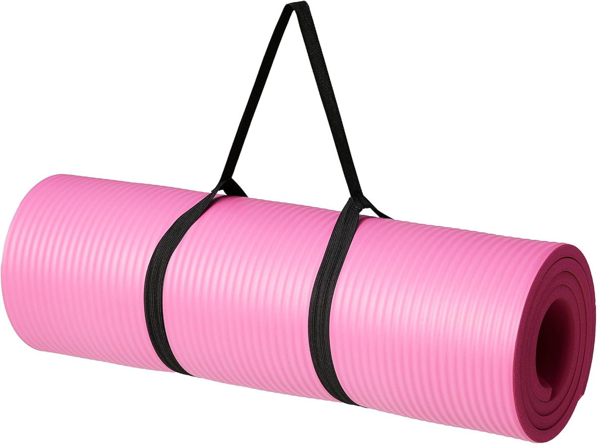 Extra Thick Exercise Yoga Gym Floor Mat with Carrying Strap β image 1