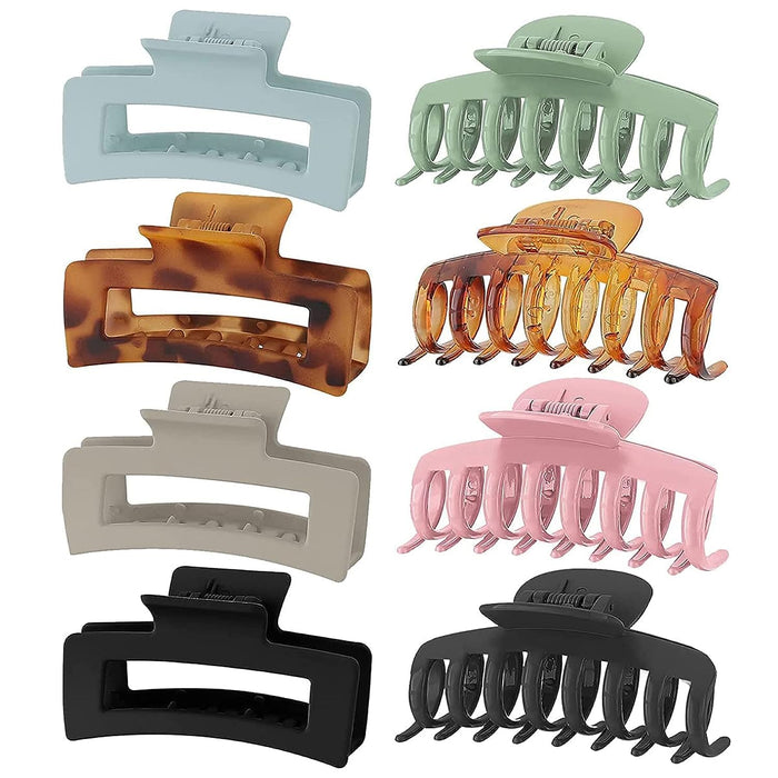 ECVV 8 Pack Large Hair Claw Clips for Women Strong Hold Nonslip Jaw Clips for Women and Girls Hair Clamps for Thick Thin Fine Long Hair Multi Color Hair Accessories