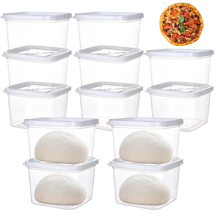 12Pcs 4.33*4.33*2.75" Stackable Dough Proofing Box Large Pizza Dough Proofing Box with Sealing Lids Bread Dough Container Pizza Dough with Covers Food Storage Container Kitchen Camping(Square-620ml)