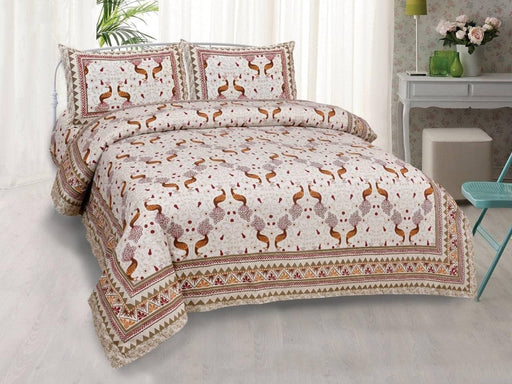 SUFAYA FAB Printed Indian Sanganer Royal Cotton Premium Big Size Bedsheets for Modern Look(100x100) inches with Two Pillow (18x28)