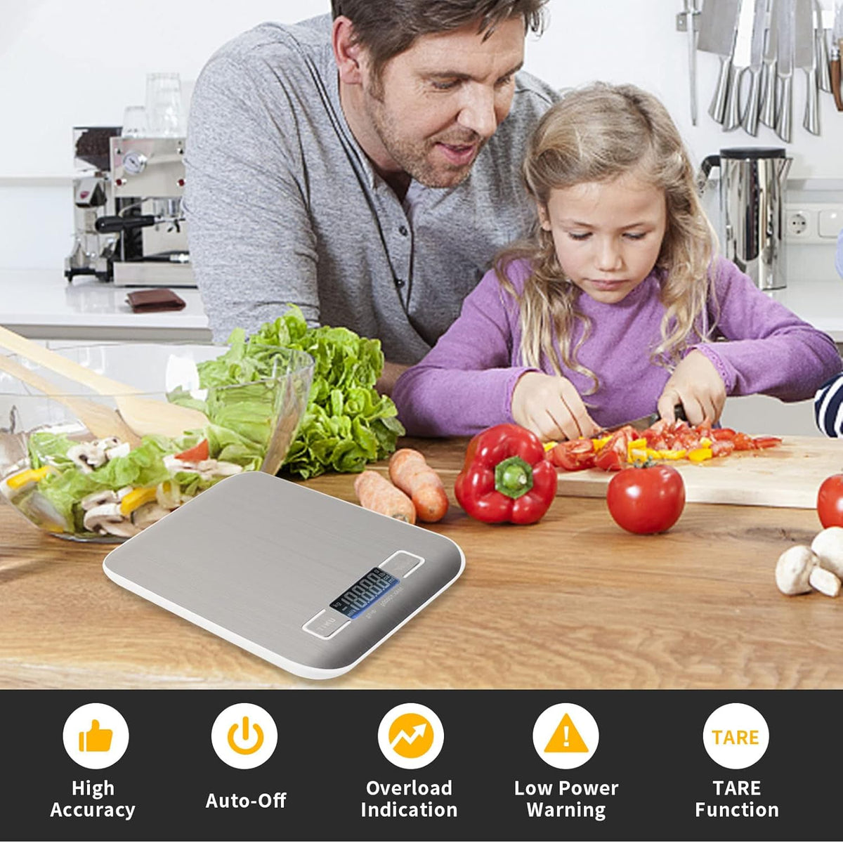 SKY-TOUCH Kitchen Scale, Multifunction Digital Food Scale for Baking, Cooking and Dieting, Kitchen Scale With LCD Display Stainless Steel Platform, Ultra Slim,Tare Function – image 6