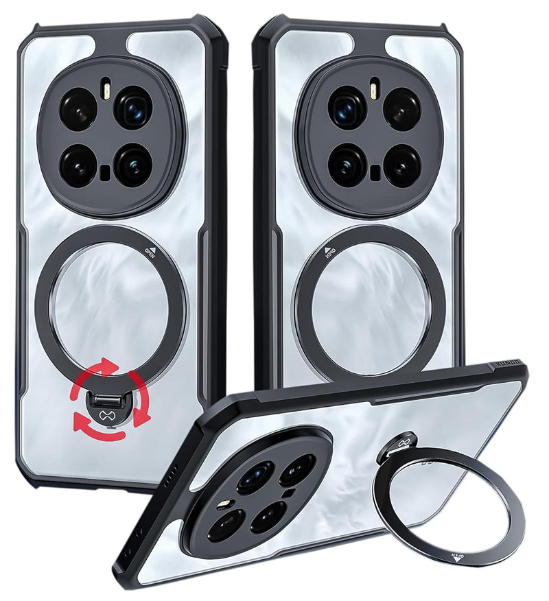 For Honor Magic 7 Pro Case, 360? Rotatable Magnetic Ring Stand Back Cover, TPU+PC Shockproof Protection Mobile Phone Case, Anti-Yellowing Slim Fit Protective Casing