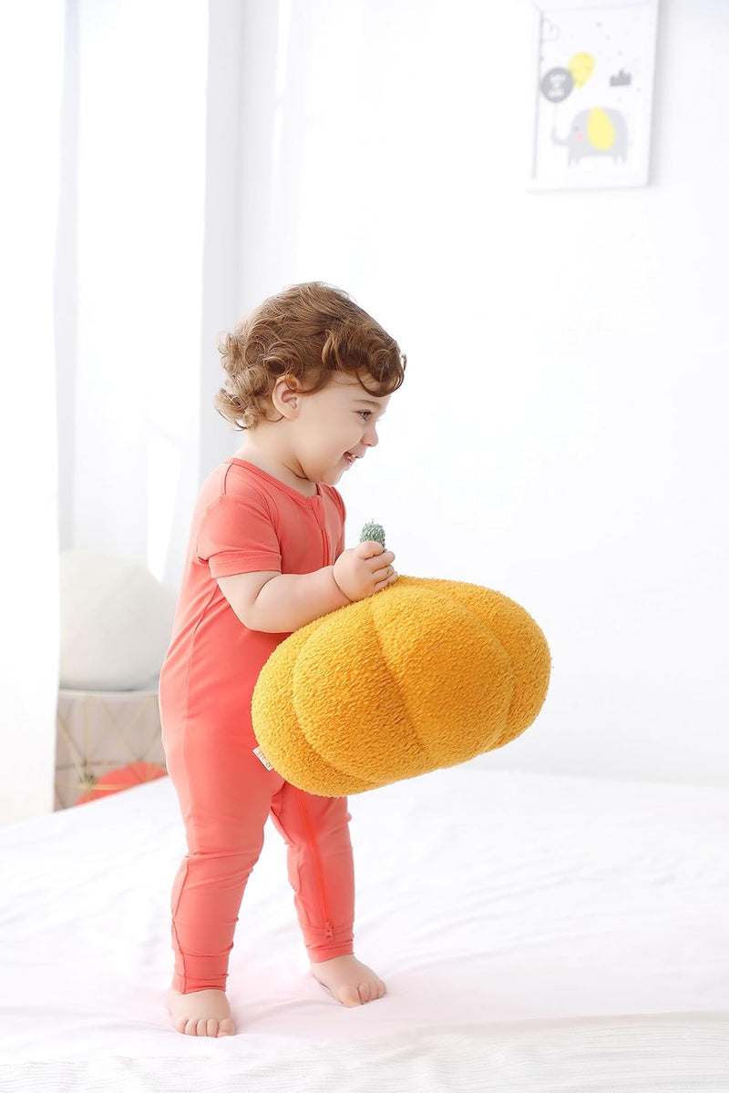 GUISBY Bamboo Baby Pajamas, Summer Short Sleeve Footless Rompers, 2 Way Zipper Sleeper