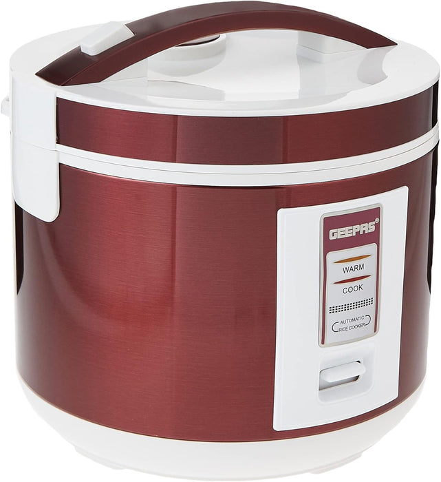Geepas Electric Rice Cooker with Steamer Non-Stick Inner Po, 708 Watts, Red/White, 1.5 L, GRC4328N