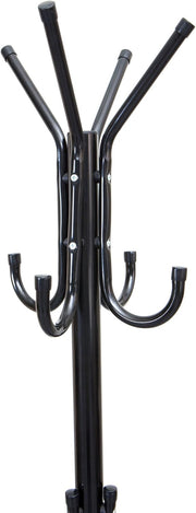 Mind Reader COATRACK11 Standing Metal Coat Rack Hat Hanger 11 Hook for Jacket, Purse, Scarf Rack, Umbrella Tree Stand, Black