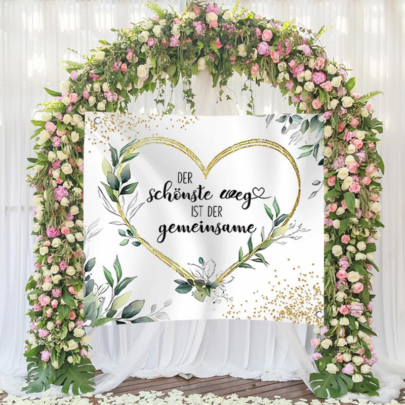 Vocridy Wedding Sheet for Cutting with Scissors, Wedding Bed Sheet as a Wedding Game for the Bride and Groom, Bed Sheet with Heart Wedding Incl. 200 x 180 cm (Green)
