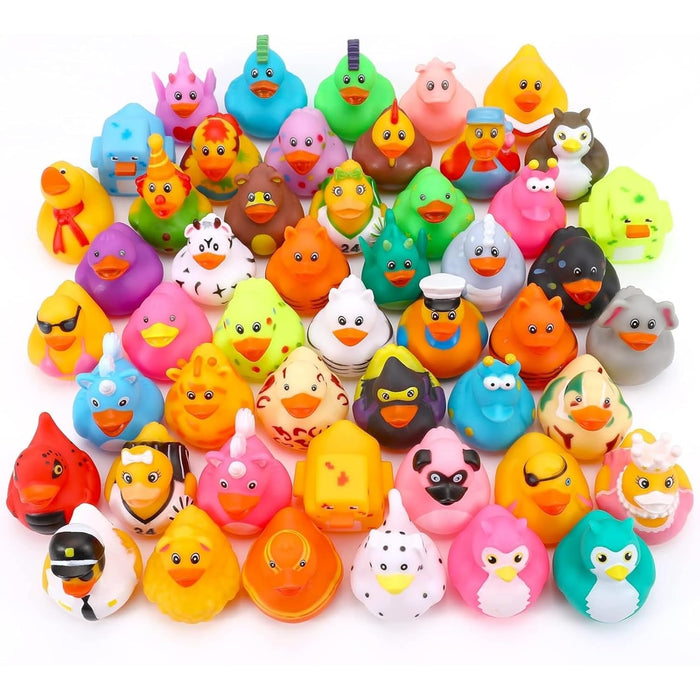 AM ANNA 24 Pcs Rubber Ducks Bath Toy for Kids, Random Assortment Ducks Bulk Mini Rubber Duckies for Toddler Baby Bath Toys, Kids Bath Pool Toys Birthday Gifts Party Favors