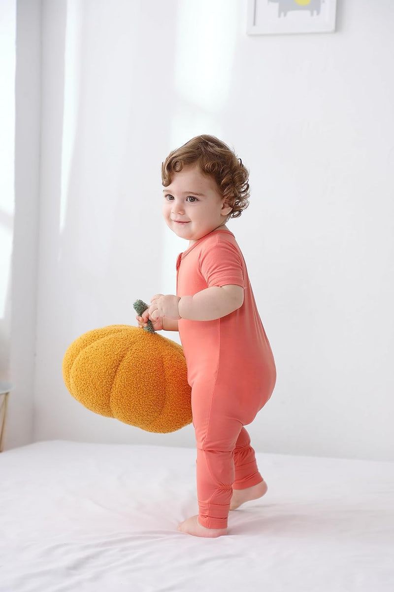 GUISBY Bamboo Baby Pajamas, Summer Short Sleeve Footless Rompers, 2 Way Zipper Sleeper