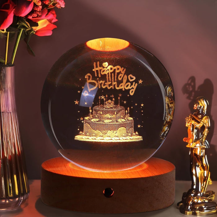 NALACAL Birthday Gifts for Girls and Boys, 3D Crystal Ball Night Light, Birthday Decoration, 16 Colors 4 Modes, Remote Control LED Night Light Unique Birthday Gifts for Men Women