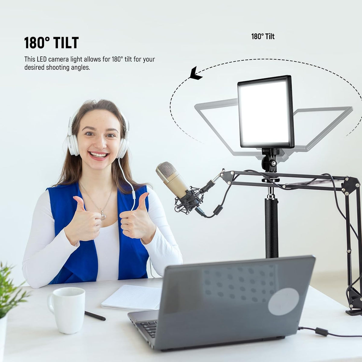 NEEWER NL-116AI 9" LED Video Light Panel, Camera Lighting with Desk Tripod – image 7