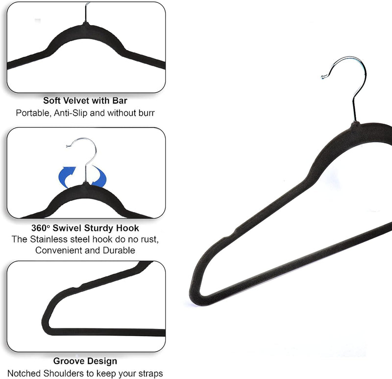 Kids Velvet Clothes Hanger, 50 Pack, 35cm / 14 Inch-Premium Children's Hangers Ultra-Thin Space Saving Organizers, Non-Slip Nursery Hangers for Babies, Infants, Toddlers and Kids (White, 50)