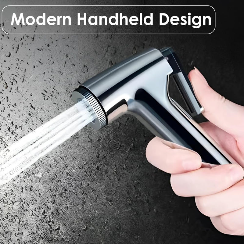 HEXAR® Handheld Bidet Sprayer with Holder, Steel Shattaf, Jet Spray for Toilet Bathroom, High Pressure Self-Cleaning Shut Off Set