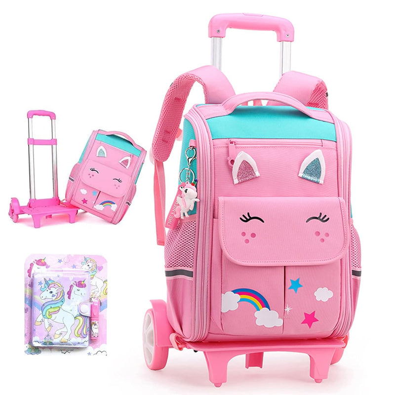 IS MUHE Backpack for School,Roller Bag with Wheels,Double Handle Rolling Backpack,Girls Travel School Children Toddler Trip Rolling Bag Girls Travel Roller Bag - m