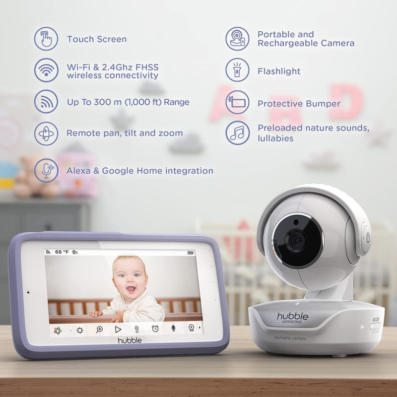 HUBBLE CONNECTED Nursery Pal Link Premium Twin - 5-Inch Baby Monitor with Multiple Features, 2 Smart Camera