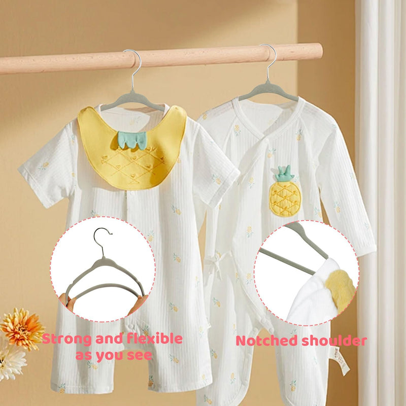 ManGotree Baby Velvet Clothes Hangers, Kids Toddler Children's Hangers for Clothes Space Saving Non-Slip (30 Pack, White)