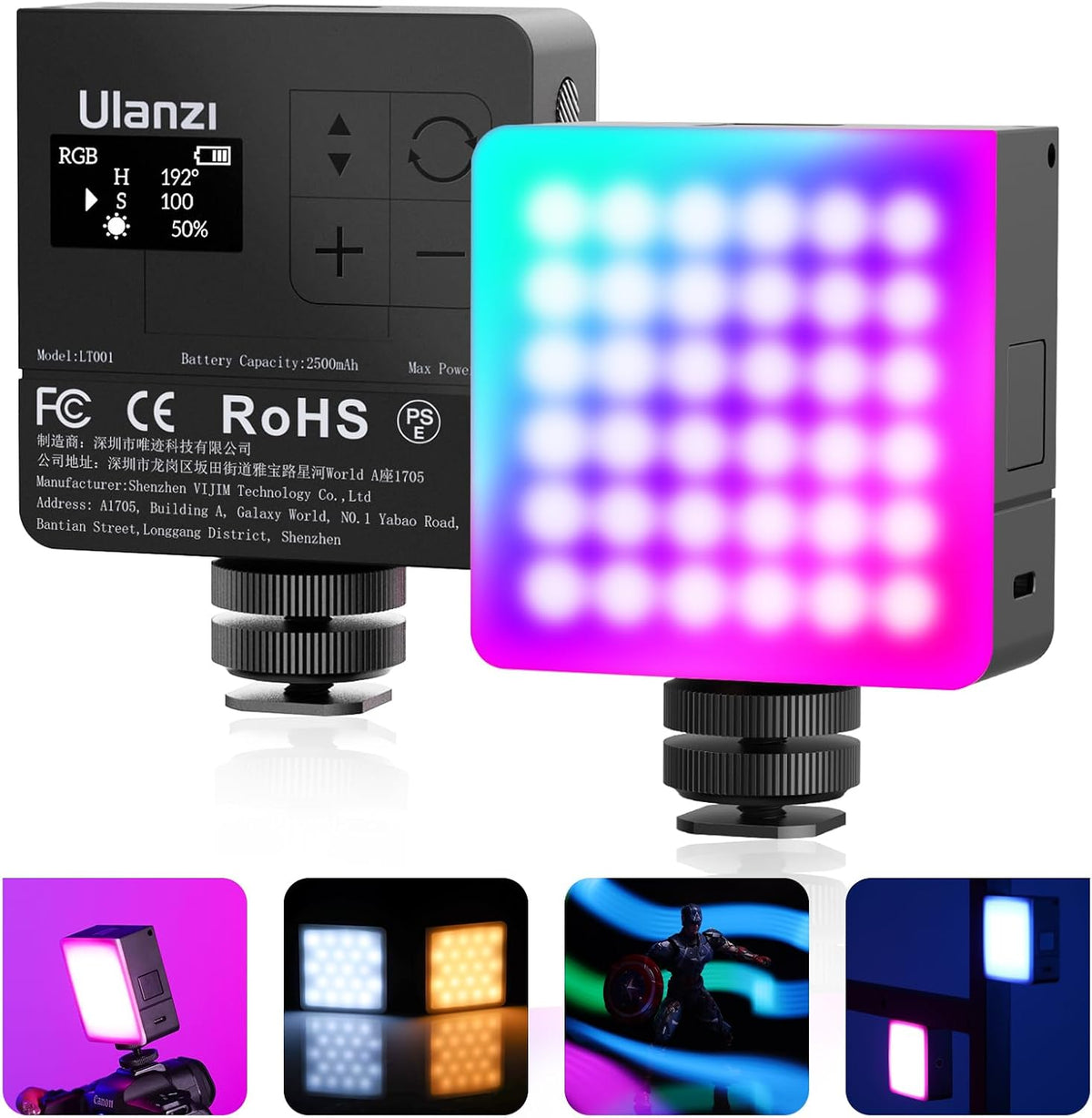 ULANZI VL49 2000mAh LED Video Light w 3 Cold Shoe, Rechargeable Soft Light Panel, Portable Photography Lighting for DJI OSMO Sony DSLR Canon Camera GoPro Vlogging β image 1