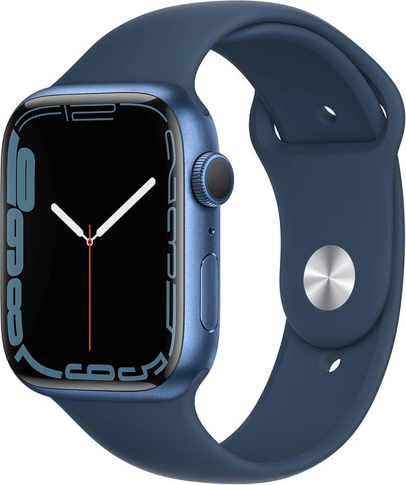 Apple Watch Series 7 (GPS, 45mm) Smart watch - Midnight Aluminium Case with Midnight Sport Band - Regular. Fitness Tracker, Blood Oxygen & ECG Apps, Always-On Retina Display, Water Resistant (Renewed)