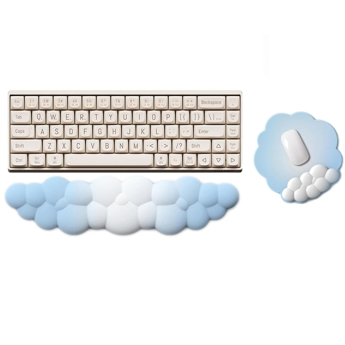 2 Piece Gradient Color Cloud Keyboard Wrist Rest and Mouse Wrist Rest Set Cloud Wrist Rest,Wrist Rest for Computer Keyboard Cute Desk Accessories for Computer/Laptop/Gaming (Sky Blue Gradient)