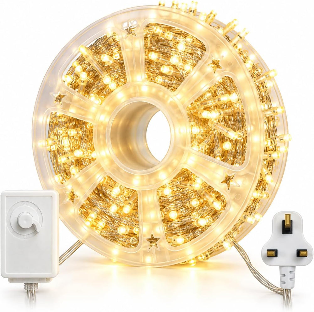Christmas Lights,50M 500 LED Christmas Tree Lights, Warm White String Lights, 8 Lighting Modes, Christmas Decorations for Bedroom, Gardens, Balcony, Wedding and Party,Diwali,