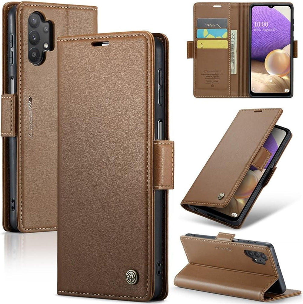 For Samsung Galaxy Z Fold 6 5G Leather Case RFID Blocking 3 Card Slot Mobile Cover - Red