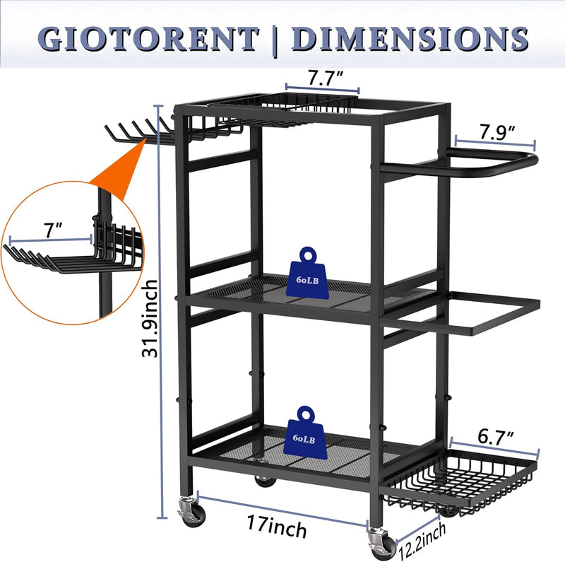 Home Gym Storage Rack, 3 Tier Yoga Mat Storage Rack with Wheel for Yoga Lover, Exercise Equipment and Workout Equipment Organizer, Yoga Mat Holder for Yoga Mats, Foam Roller and Dumbbells