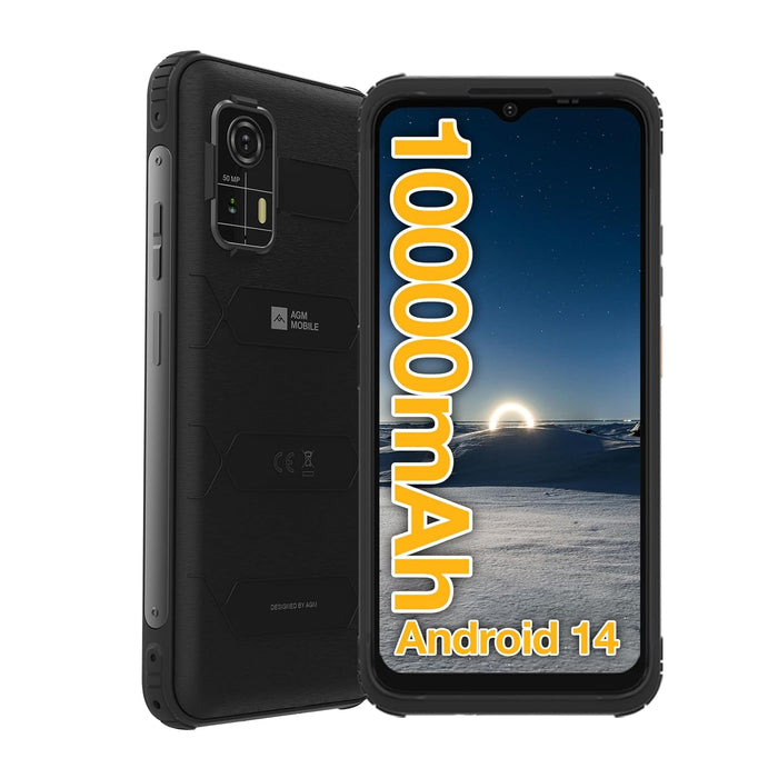 AGM H MAX Rugged Smartphone Unlocked, 4G Outdoor Phone with 10000mAh Battery, Android 14, 4GB+128GB, 6.56” HD+ Display, IP68/IP69K, Face ID, Dual SIM, NFC (AE version)