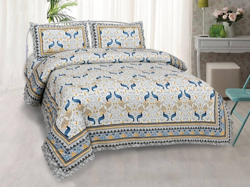 SUFAYA FAB Printed Indian Sanganer Royal Cotton Premium Big Size Bedsheets for Modern Look(100x100) with Two Pillow (18x28) inches