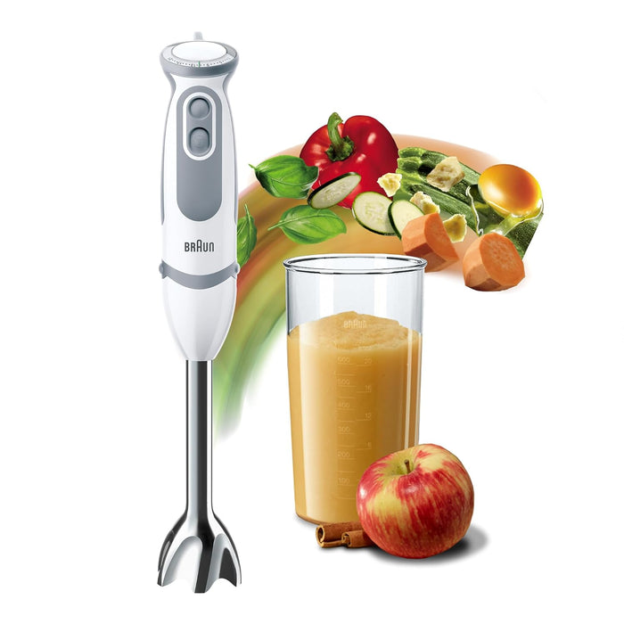 Braun MultiQuick 5 Hand Blender, 1000W, 21 speeds, PowerBell Technology, Splash Control, One Hand Speed Wheel, Ergonomic Shape, Comfortable Soft Grip, BPA-Free Beaker - MQ 5200