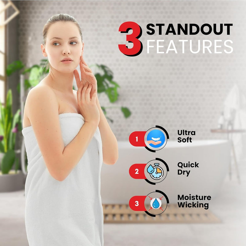 Infinitee Xclusives Premium Bath Towels Set Pack of 4-100% Ring Spun Cotton Bath Towels 70cm x 140cm - Highly Absorbent Durable Towels, Perfect for Daily Use (Charming Grey, Bath Towels)