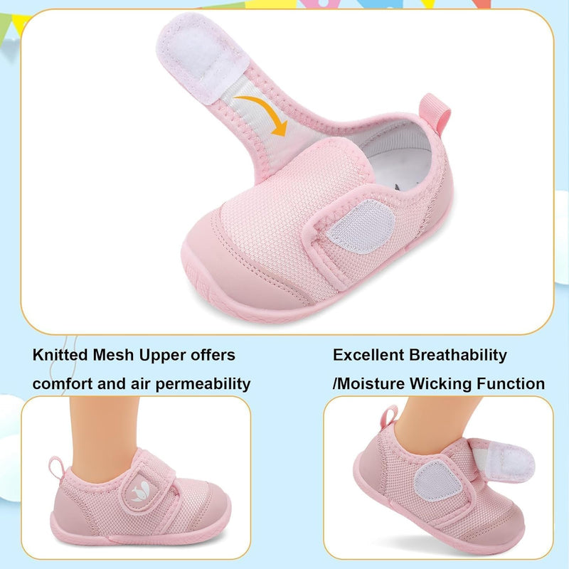 L-RUN Baby Shoes Boys Girls Breathable Adjustable First Walking Shoes Infant Lightweight Crib Sneakers