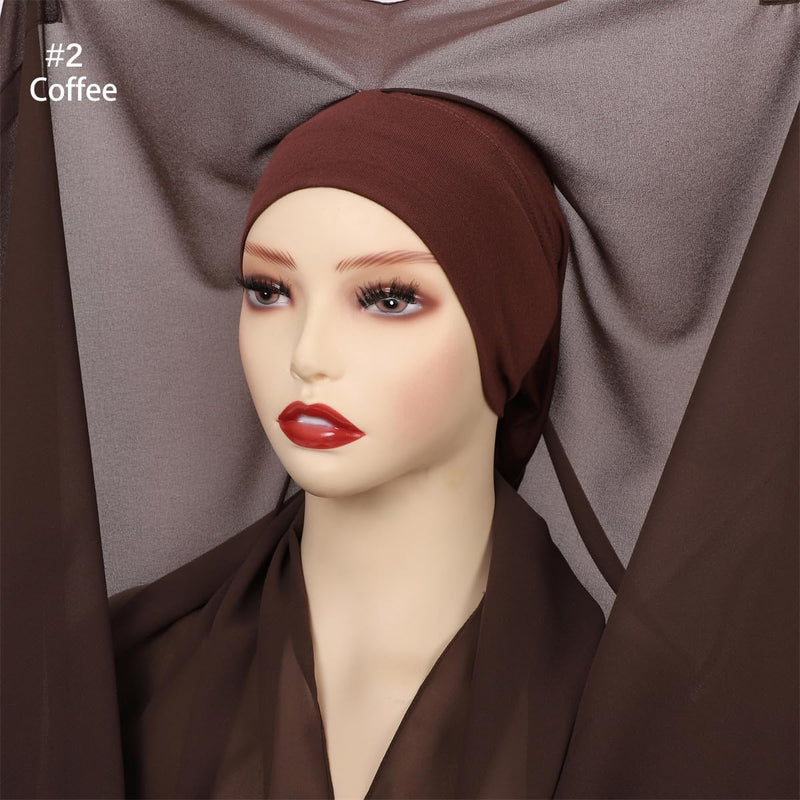 HURESON Instant Chiffon Hijab Set 3-in-1 Hijabs Scarf with Built-in Magnets and Undercap Head Wraps with Model Cap