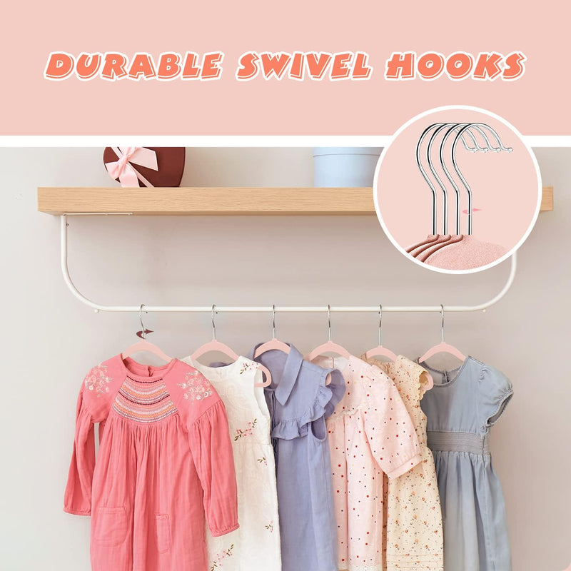 ManGotree Baby Velvet Hangers,Infant and Toddler Hangers,No-Slip Children Hangers, Ultra-Slim Space Saving Kids Hangers, Sturdy&Durable Clothes Hangers 15 Pack (Pink)