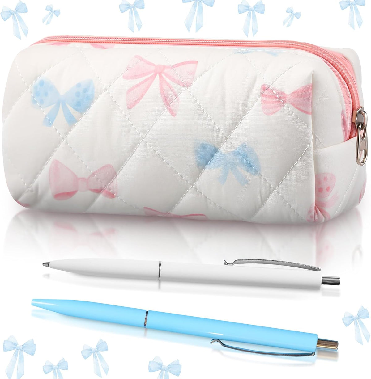 Sherr Coquette Bow Pencil Case Pink Bow Cute Pencil Pouch Soft Cotton Storage Bag Aesthetic Pattern Gift Makeup Pouch Cosmetic Travel Bag for Women β image 5