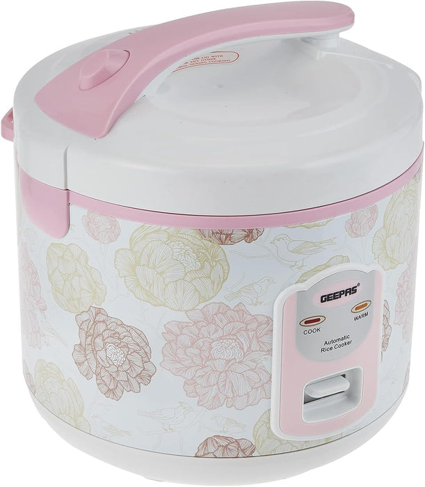 Geepas 1.5 L Electric Rice Cooker With Steamer | 500W Non-Stick Inner Pot, Automatic Cooking, Easy Cleaning, High-Temperature Protection - Make & Steam Healthy Food Vegetables