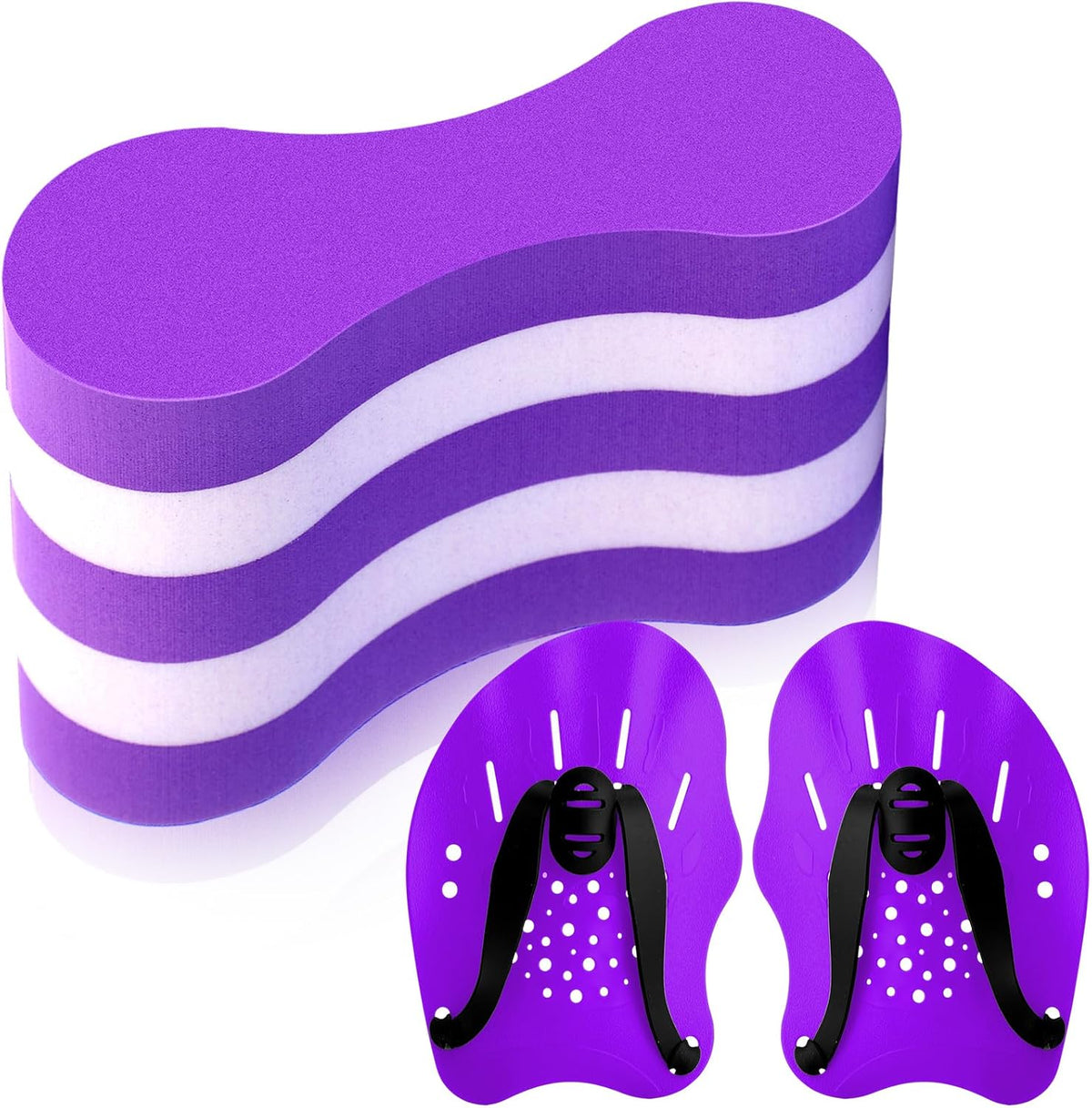 3 Pcs Swim Training Pull Buoy Swimming Hand Paddles Set Include 1 Swim Buoy 2 Swim Hand Paddles for Lap Swimming with Adjustable Straps Swim Training Equipment Kit for Adults β image 4